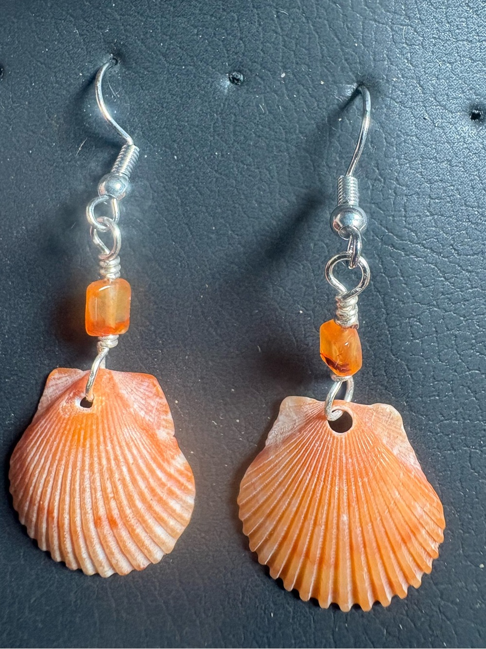 Orange Shell and Carnelian Drop Earrings - Women Jewelry